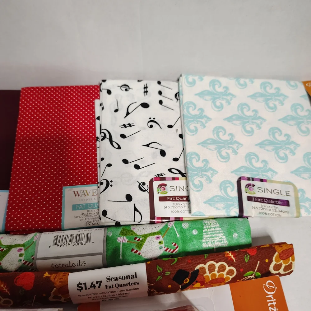 Fat Quarter Fabric Sewing 7 Piece Bundle Lot 18x21 inches NEW